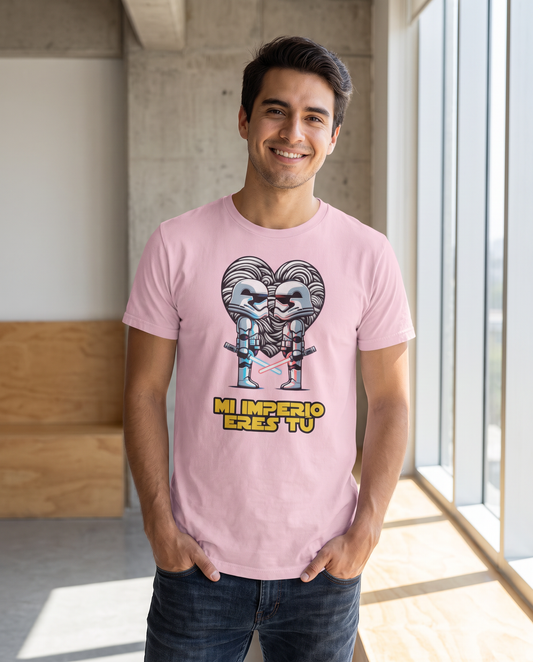 Hombre con camiseta Mi Imperio Eres Tú, parodia de Star Wars - Starway to Helen
