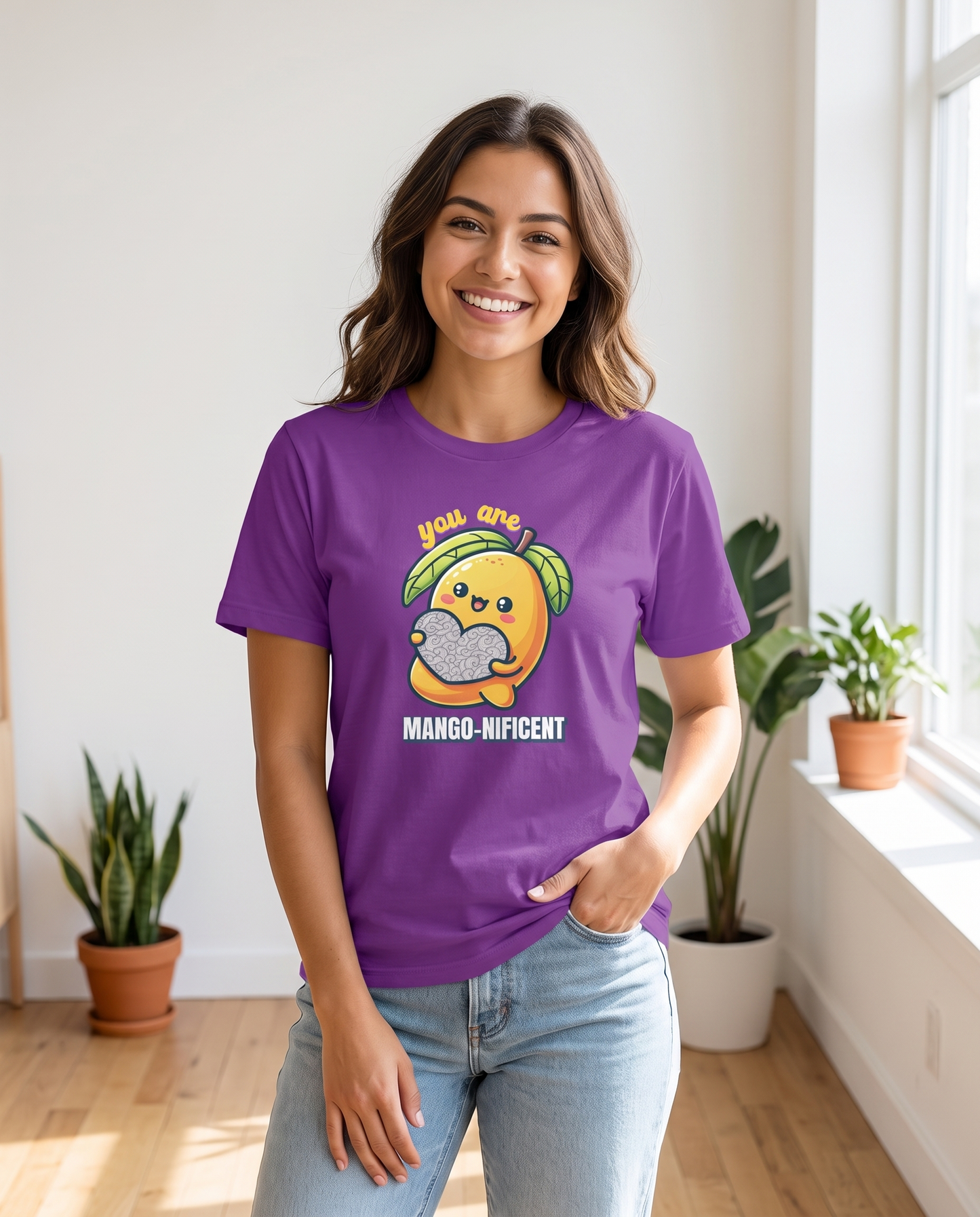 Mujer con camiseta You Are Mango-nificent, diseño de mango tropical - Starway to Helen