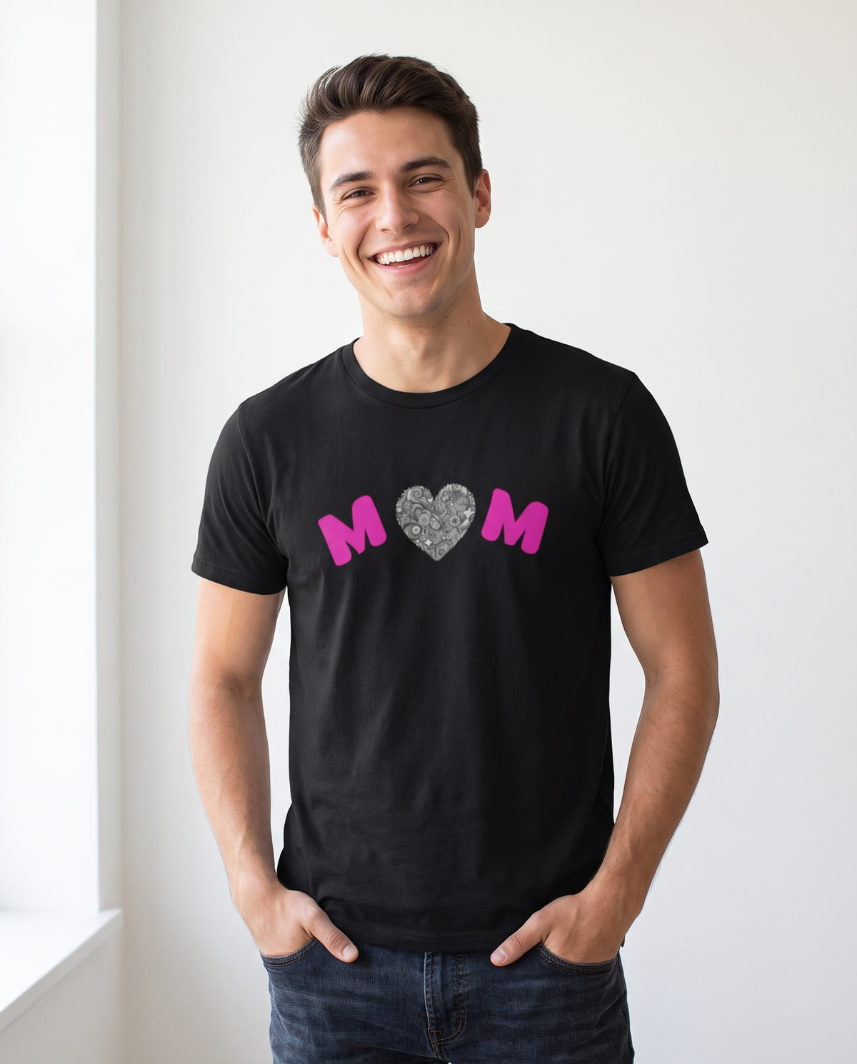 Hombre con camiseta MOM - Starway to Helen