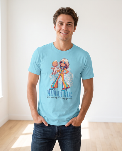 Hombre con camiseta Mamma Mia, parodia musical - Starway to Helen