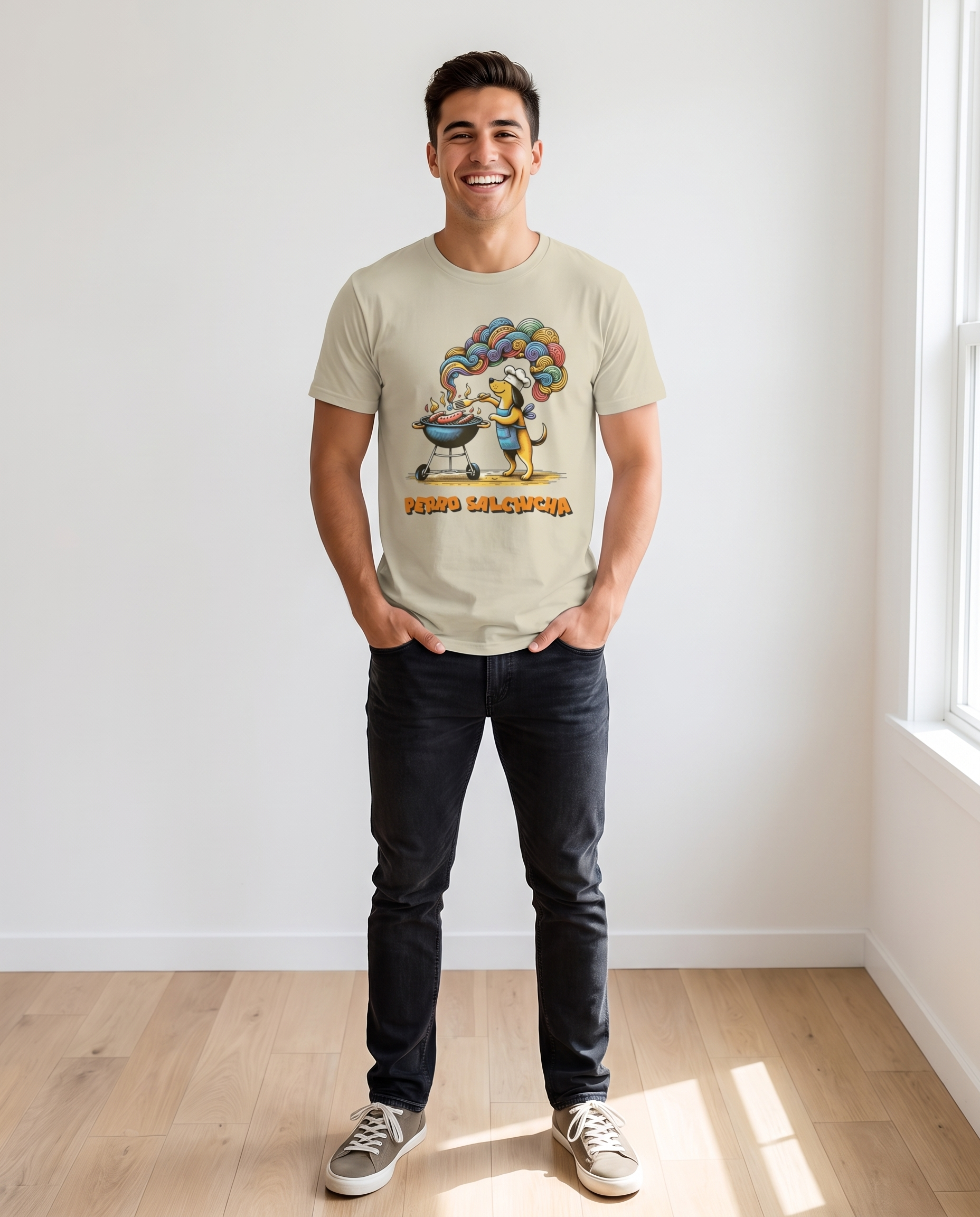 Hombre con camiseta Perro Salchicha, diseño de perro chef - Starway to Helen
