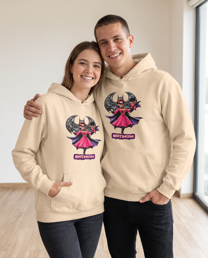Pareja con sudadera BatMom, parodia de Batman - Starway to Helen