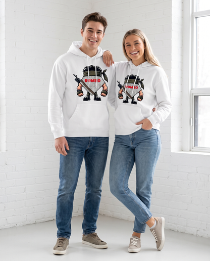 Pareja con sudadera ROMBO, parodia militar - Starway to Helen