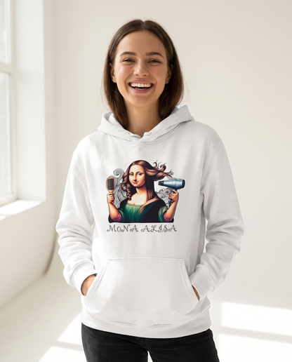 Mujer con sudadera Mona Alisa, parodia de la Mona Lisa de Da Vinci - Starway to Helen