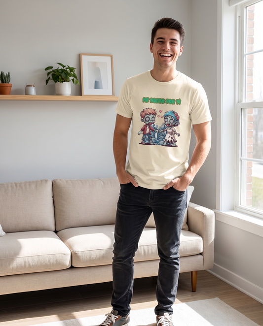 Hombre con camiseta Me Muero por Ti, diseño de zombie enamorado - Starway to Helen
