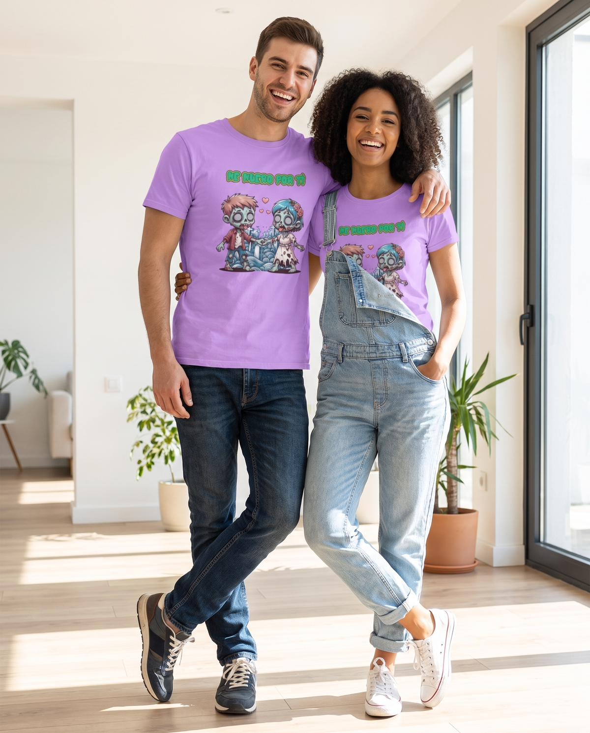 Pareja con camiseta Me Muero por Ti, diseño de zombie enamorado - Starway to Helen