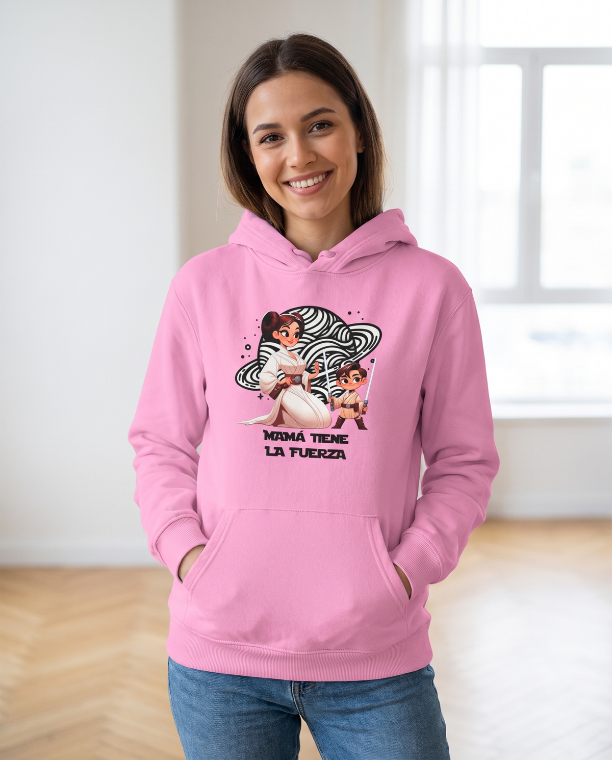 Mujer con Sudadera Mamá Tiene la Fuerza, parodia de Star Wars - Starway to Helen