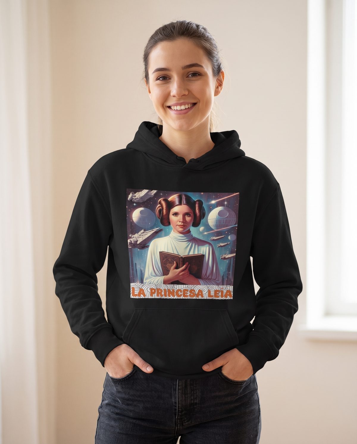 Mujer con Sudadera La Princesa Leia, parodia de la Princesa Leia de Star Wars - Starway to Helen
