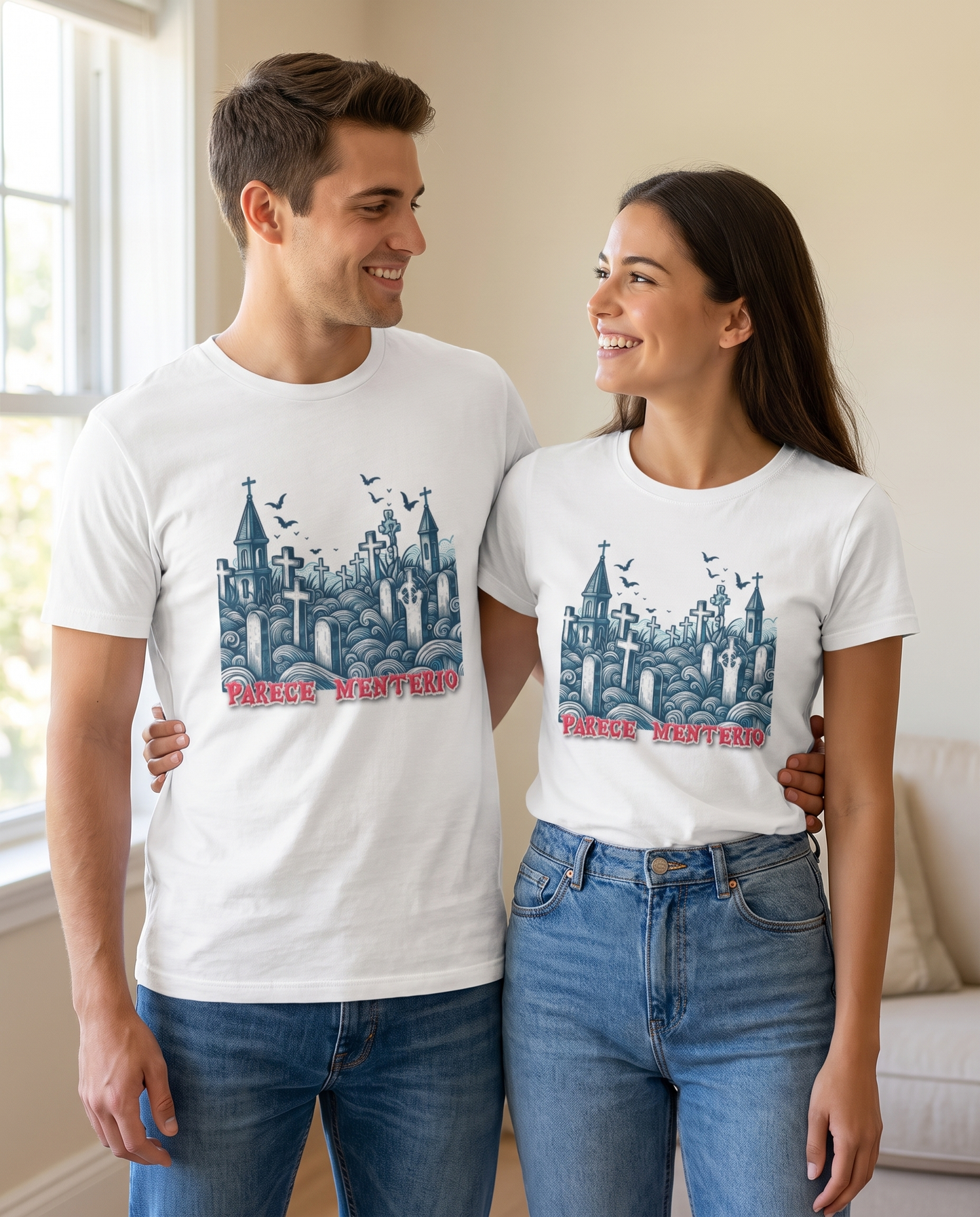 Pareja con camiseta Parece Menterio con diseño de cementerio divertido - Starway to Helen
