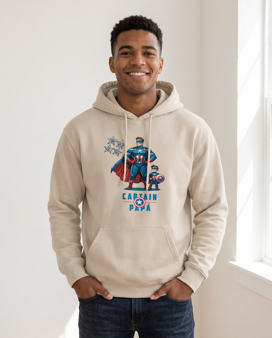 Hombre con sudadera Captain Papá con diseño de escudo héroe patriótico - Starway to Helen