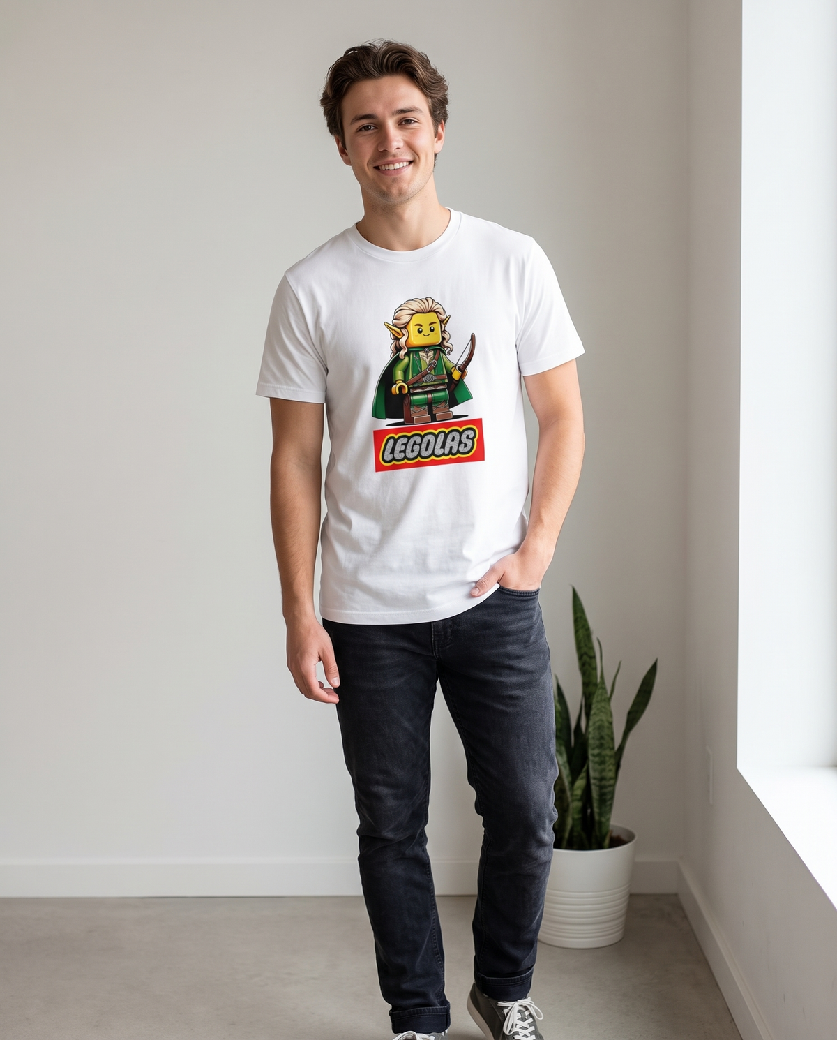 Hombre con camiseta Legolas con diseño de arquero de bloques - Starway to Helen