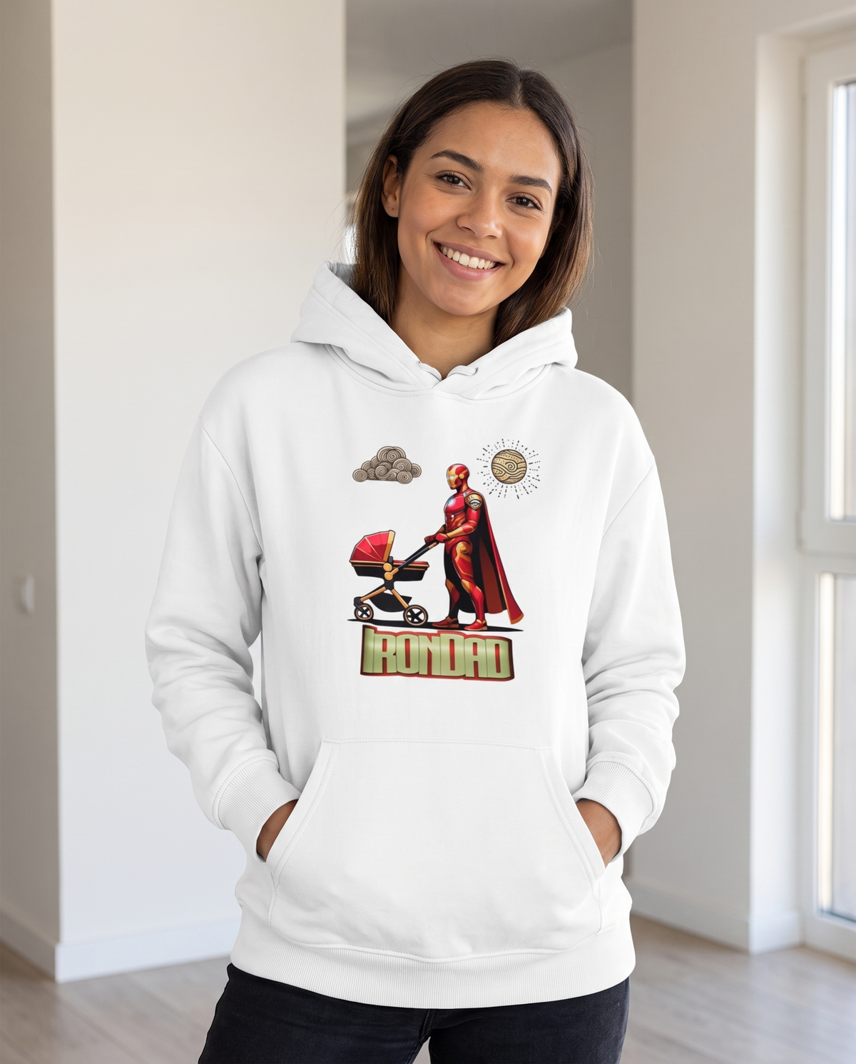 Mujer con sudadera Iron Dad con diseño de armadura metálica - Starway to Helen