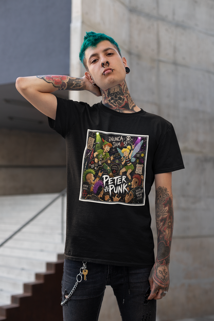 Hombre con camiseta Peter Punk parodia Peter Pan estilo punk - Starway to Helen
