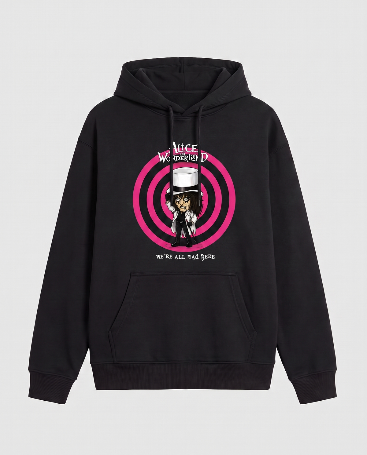 Sudadera negra Alice Wonderland, parodia de Alice Cooper y Alicia en el País de las Maravillas - Starway to Helen