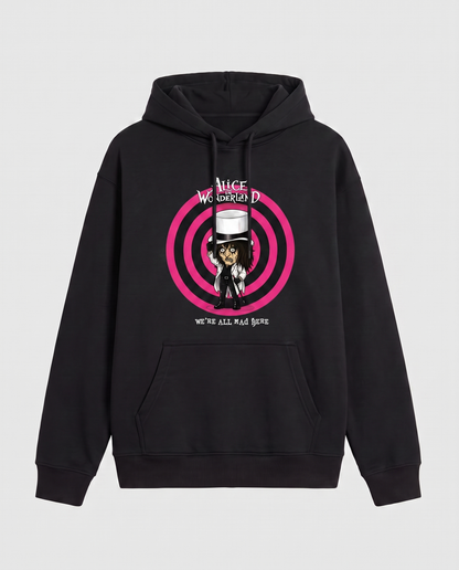 Sudadera negra Alice Wonderland, parodia de Alice Cooper y Alicia en el País de las Maravillas - Starway to Helen