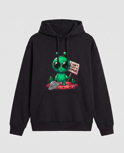 Sudadera Alien Escéptico negra con un alienígena escéptico - Starway to Helen