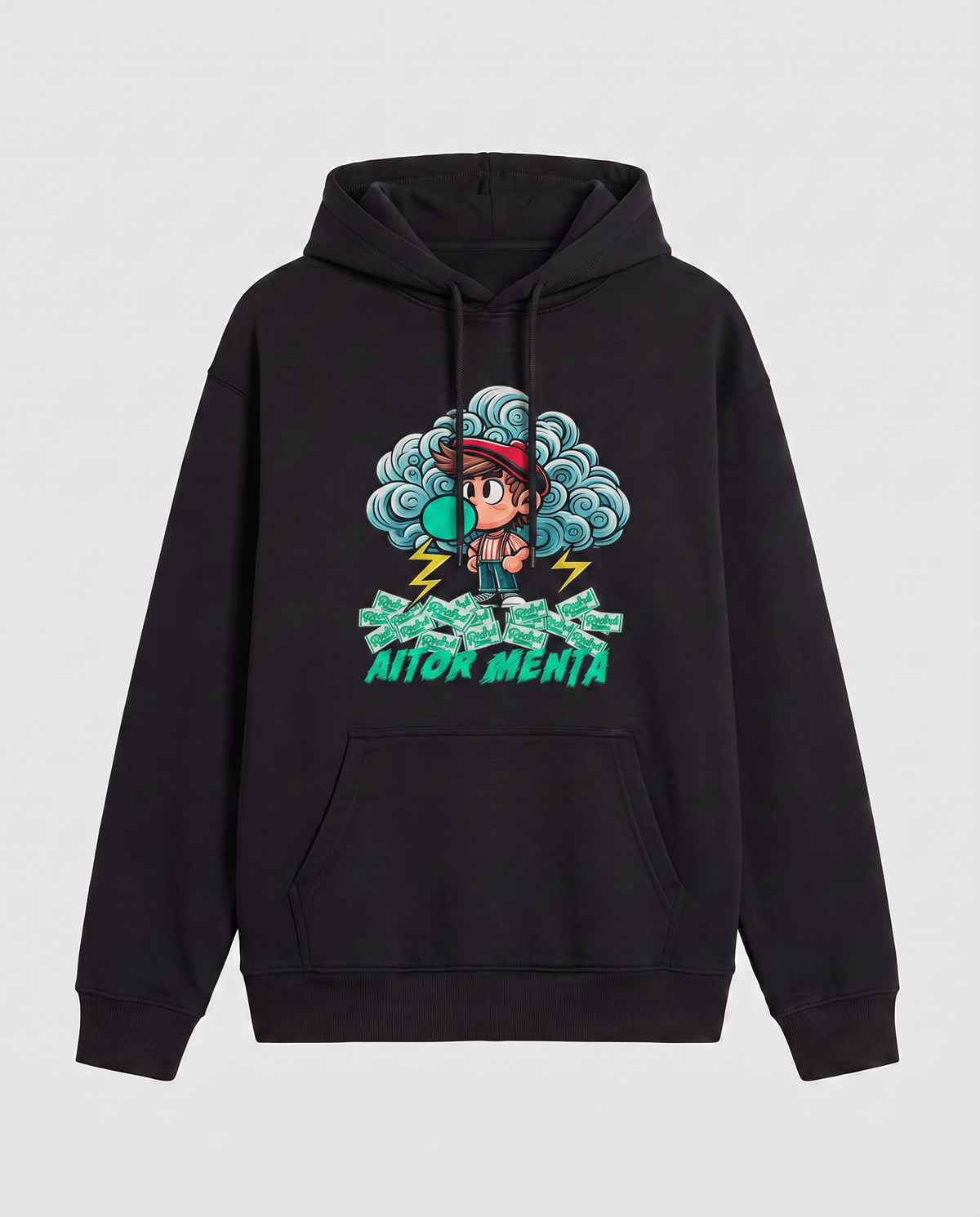 Sudadera Aitor Menta negra, juego de palabras hay tormenta con menta - Starway to Helen