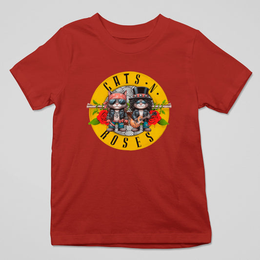 Camiseta Cats N Roses con diseño de gatos rockeros, parodia divertida de Guns N Roses