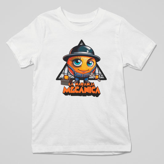 Camiseta La Naranja Mecánica parodia cine clásico Kubrick con naranja y humor original