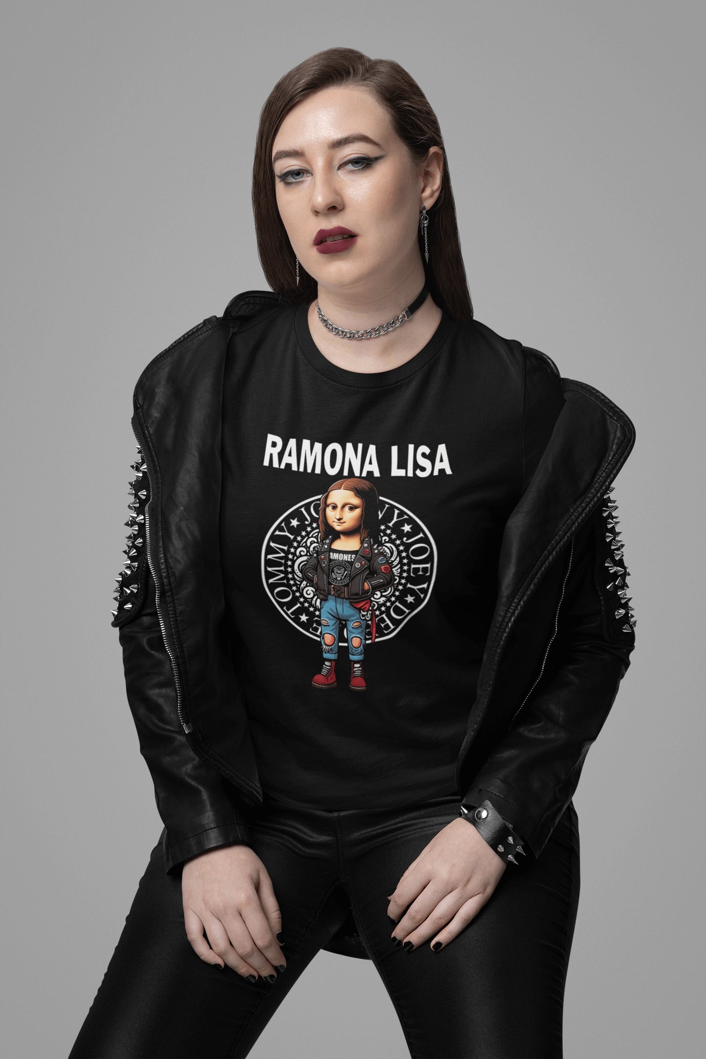 Mujer con camiseta Ramona Lisa, Ramones y Mona Lisa punk - Starway to Helen