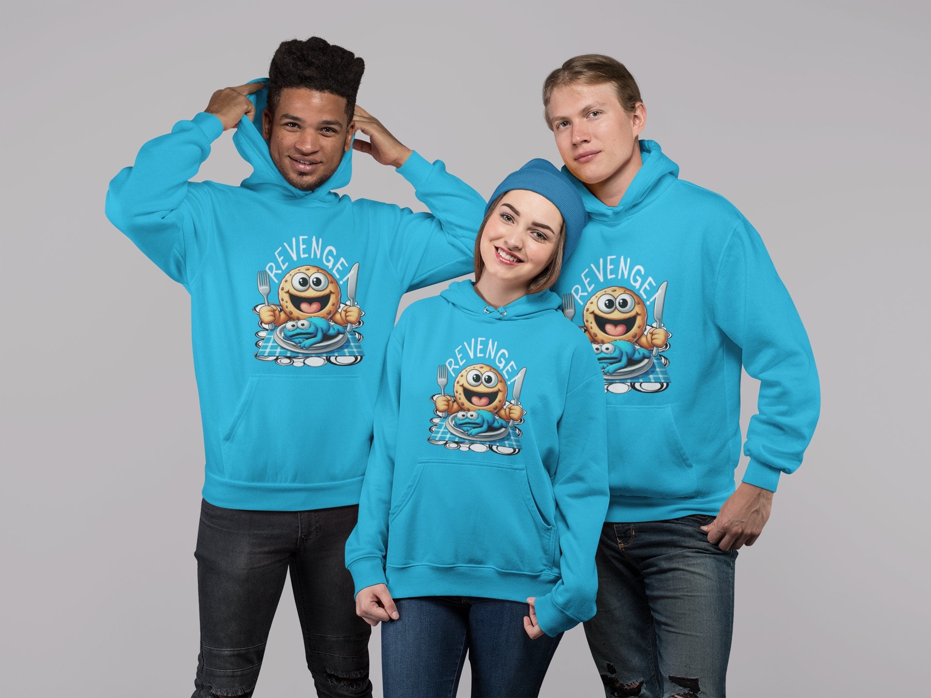 Hombre con sudadera Revenge monstruo de las galletas azul de Starway to Helen