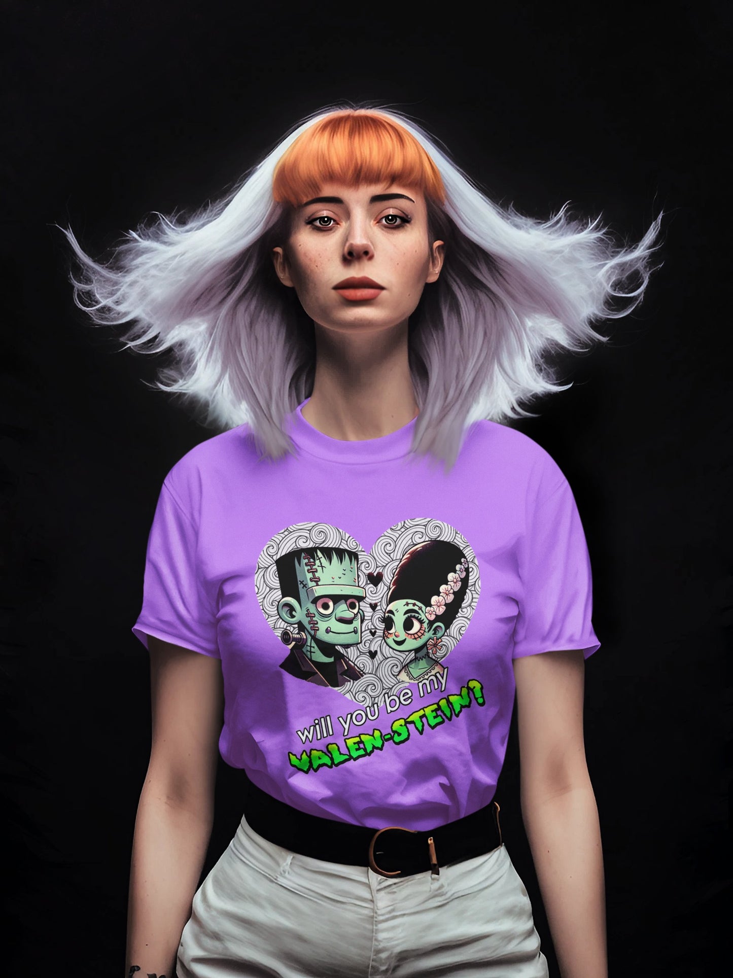 Camiseta Will You Be My Valen-Stein, parodia de Frankenstein - Starway to Helen