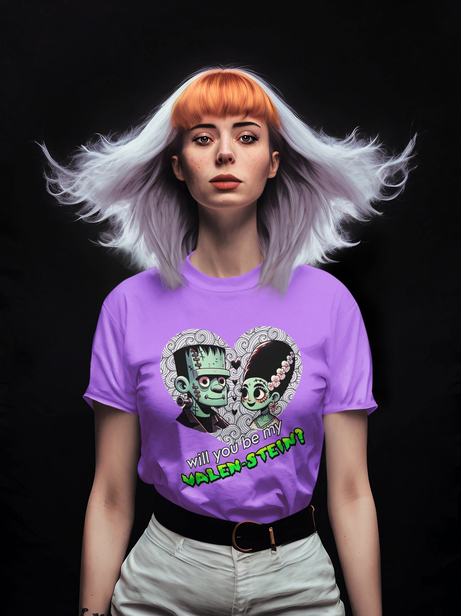 Camiseta Will You Be My Valen-Stein, parodia de Frankenstein - Starway to Helen