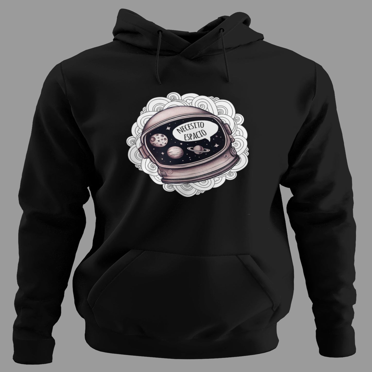 Sudadera Necesito Espacio con capucha y diseño galaxia, humor espacial