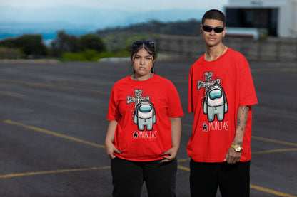 Vista lateral camiseta A Monjas, diseño geek original