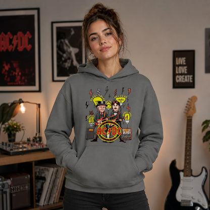 Mujer con sudadera gris AC/DC Tesla Edison – Starway to Helen