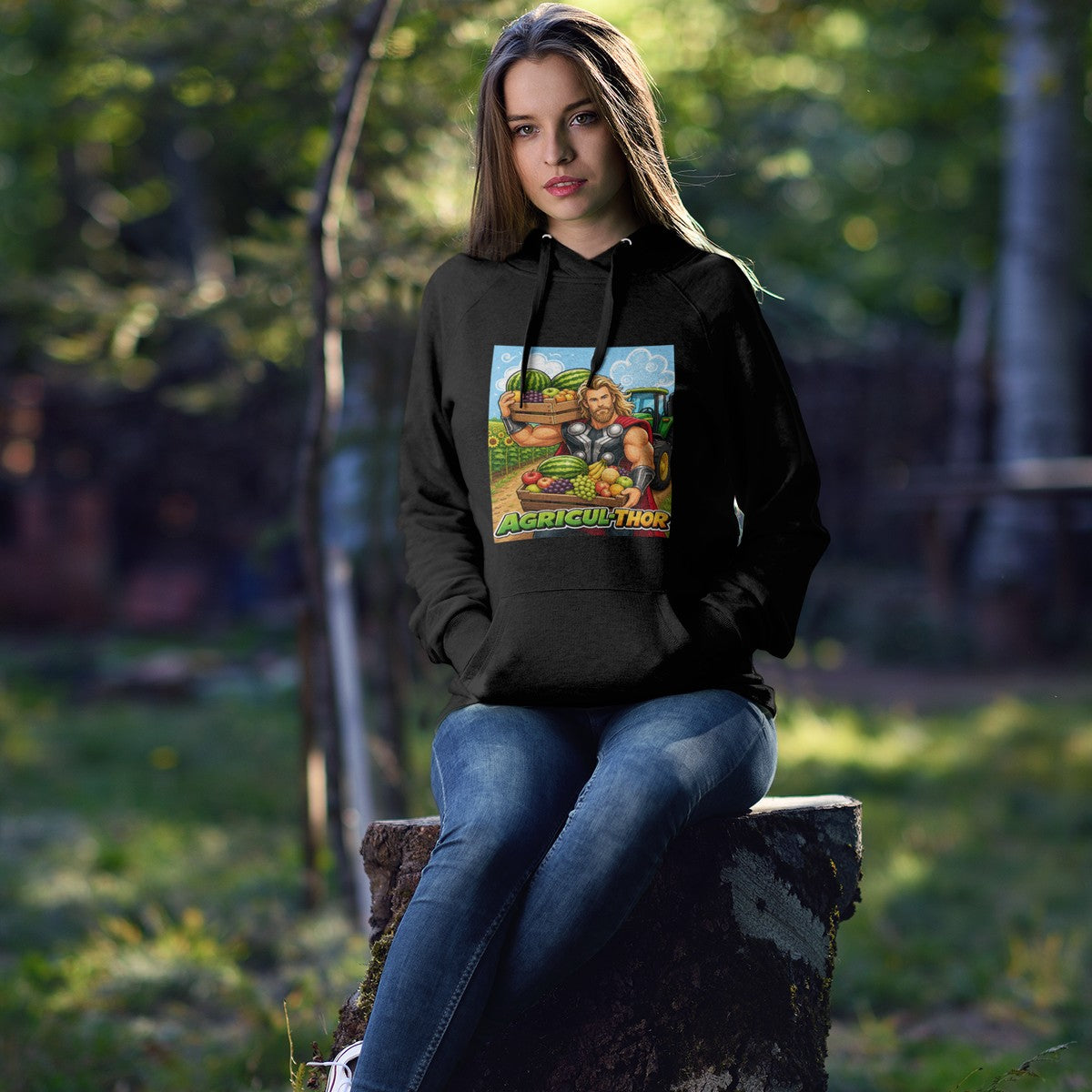 Mujer con sudadera Agricul-Thor, parodia de Thor (Marvel) - Starway to Helen