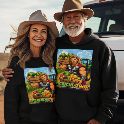 Pareja con sudadera Agricul-Thor, parodia de Thor (Marvel) - Starway to Helen