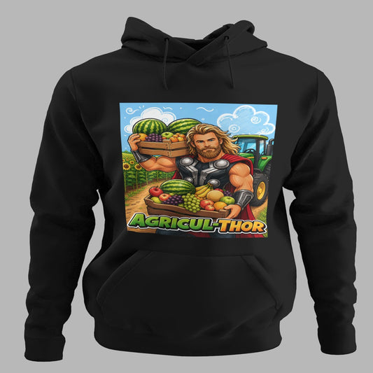 Sudadera Agricul-Thor negra, parodia de Thor (Marvel) como agricultor - Starway to Helen