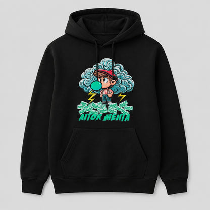Sudadera Aitor Menta negra, juego de palabras hay tormenta con menta - Starway to Helen