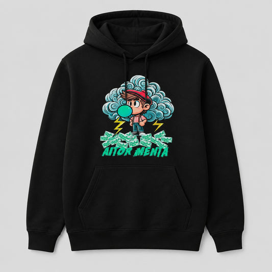 Sudadera Aitor Menta negra, juego de palabras hay tormenta con menta - Starway to Helen
