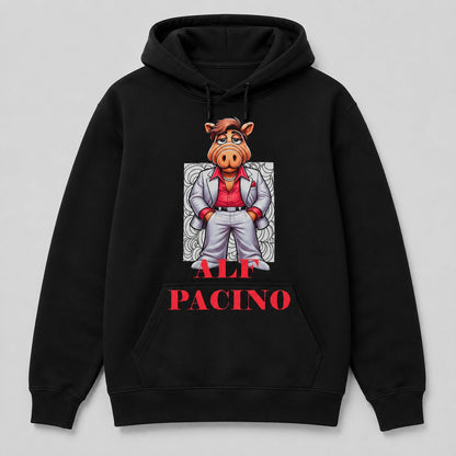 Sudadera ALF Pacino negra, parodia de Al Pacino (Scarface) y ALF - Starway to Helen