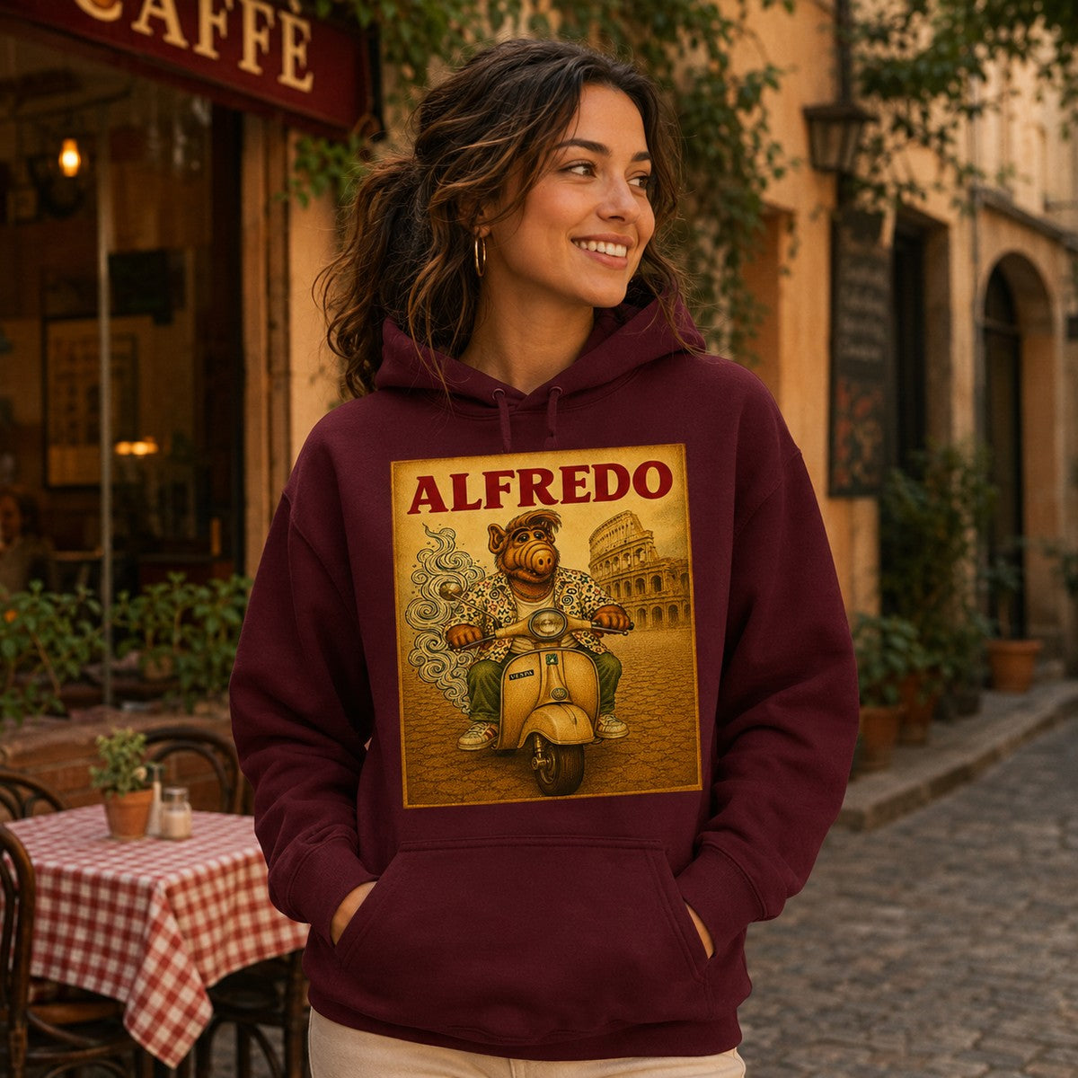 Chica con sudadera granate Alfredo (ALF) - Starway to Helen