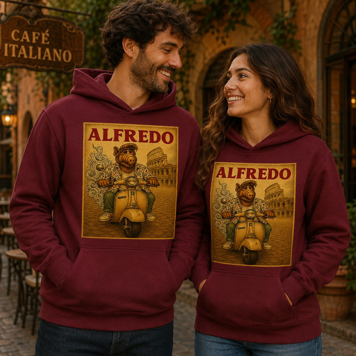 Pareja con sudadera granate Alfredo (ALF) - Starway to Helen
