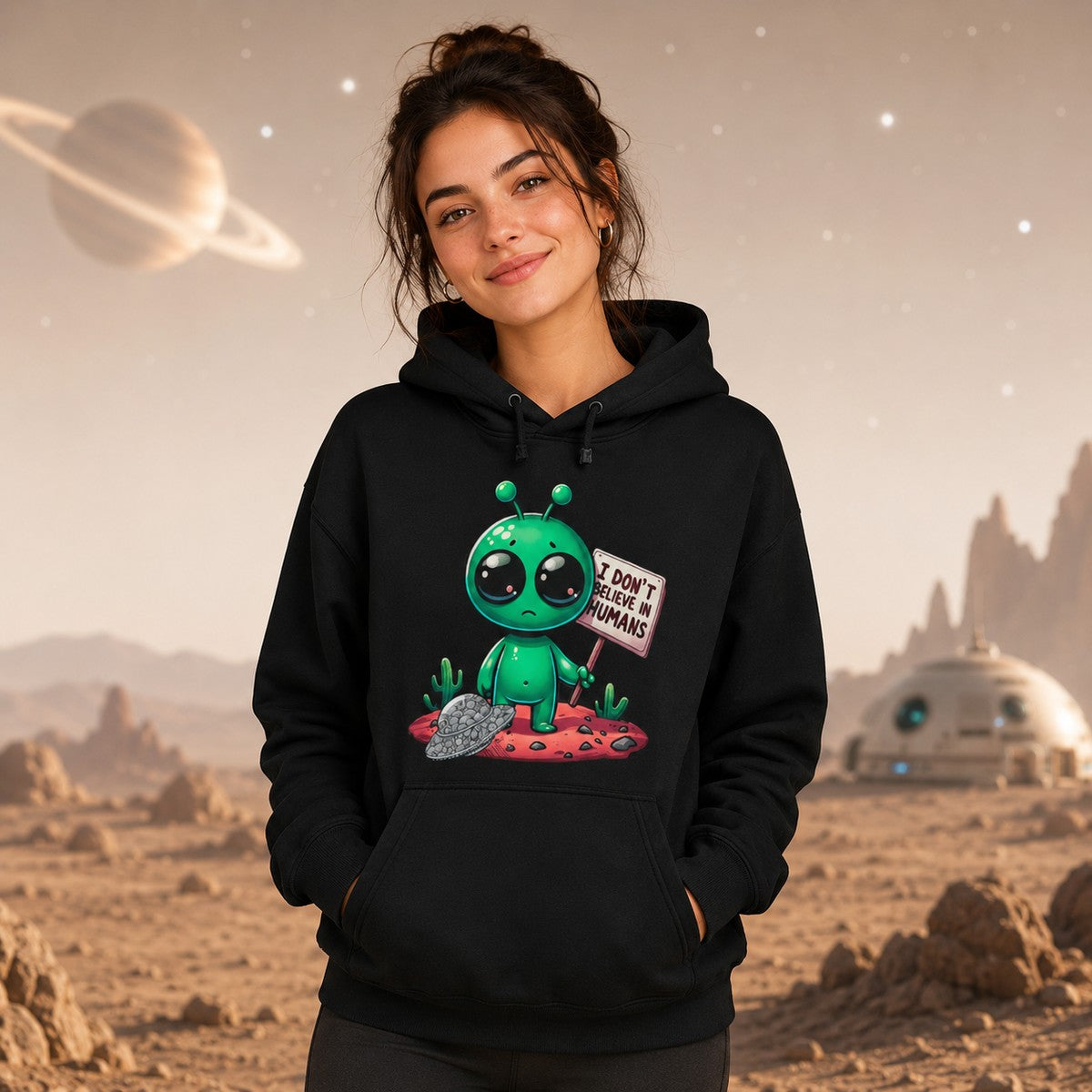 Mujer con sudadera Alien Escéptico, alienígena escéptico - Starway to Helen
