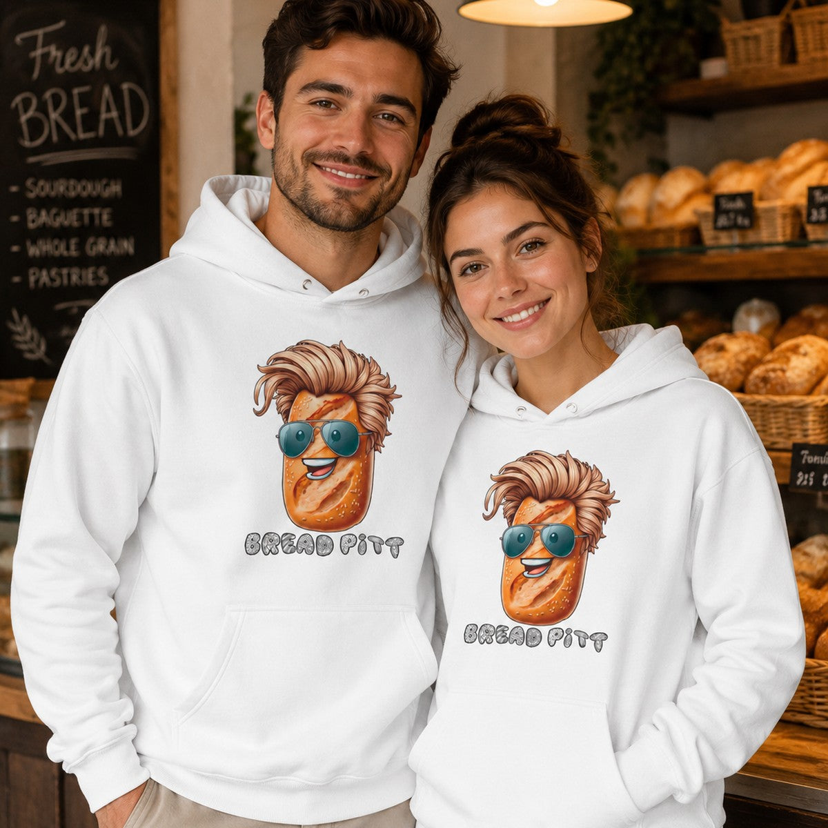 Pareja con sudadera Bread Pitt, parodia de Brad Pitt - Starway to Helen