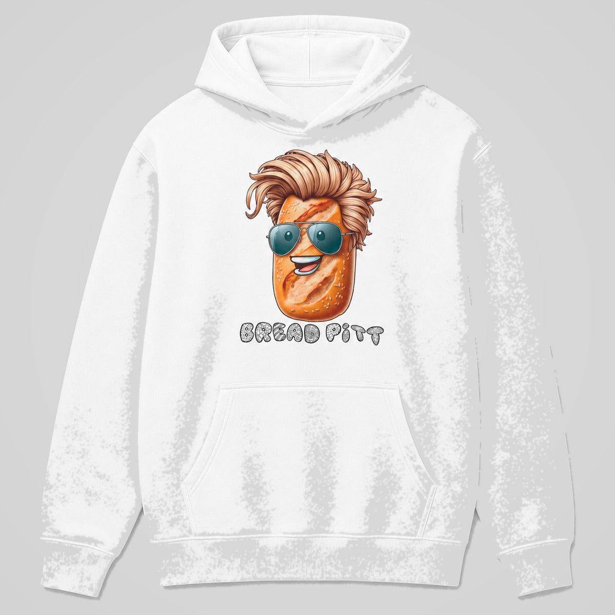 Sudadera Bread Pitt blanca, parodia del actor Brad Pitt como pan - Starway to Helen