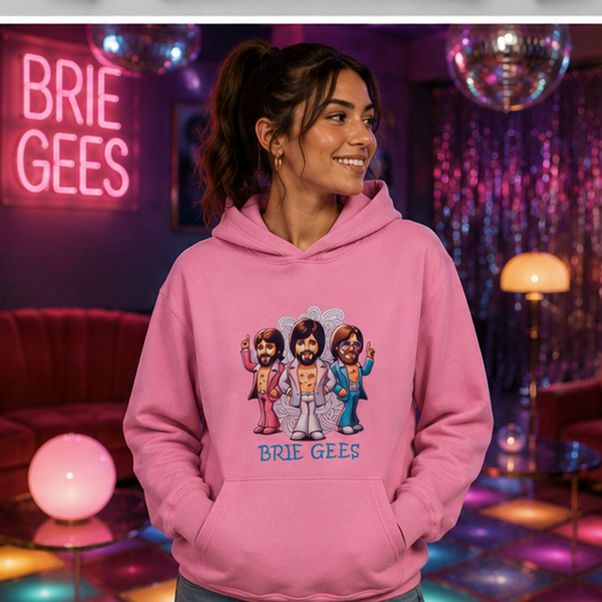Mujer con sudadera Brie Gees, parodia de The Bee Gees - Starway to Helen