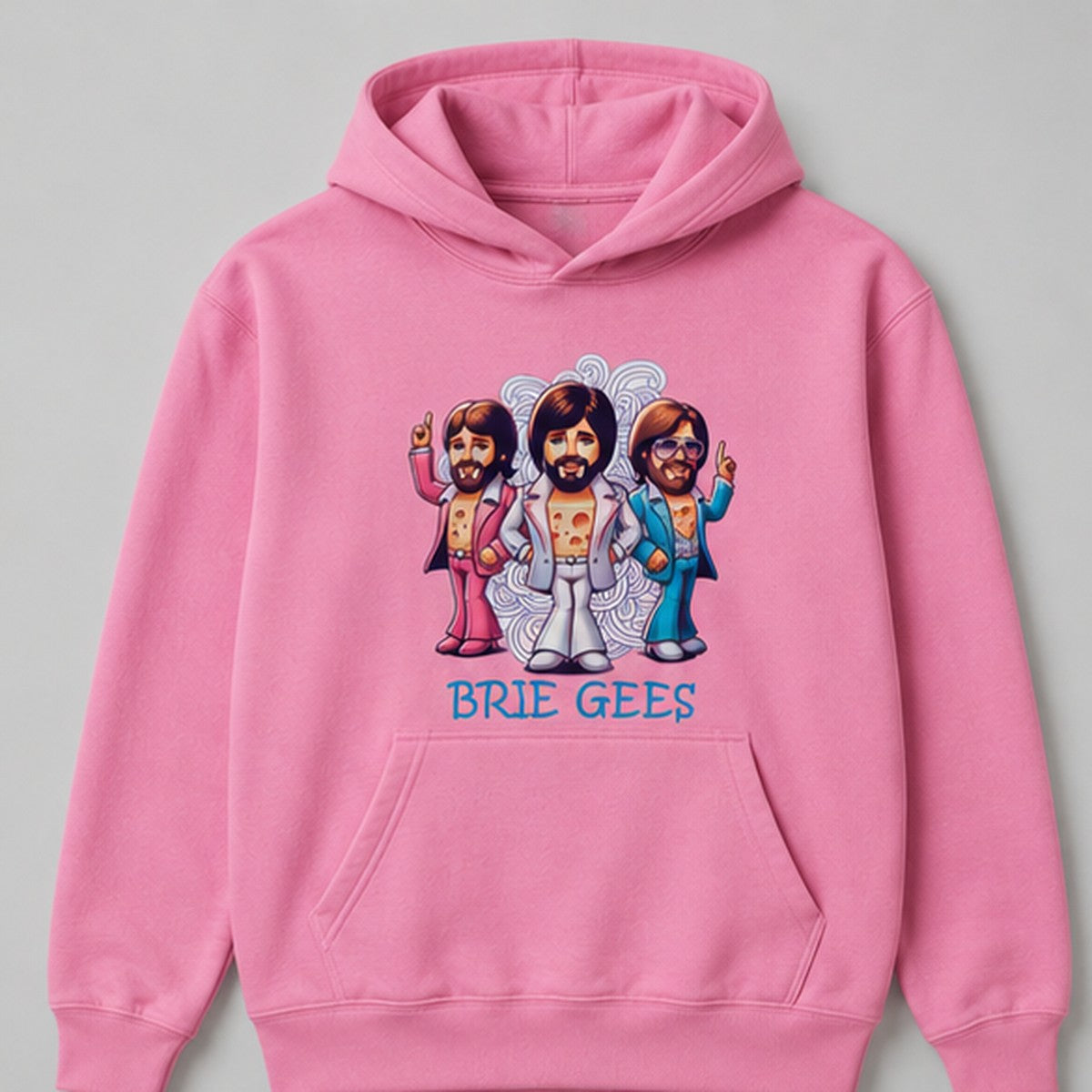 Sudadera Brie Gees rosa, parodia de The Bee Gees con queso brie - Starway to Helen