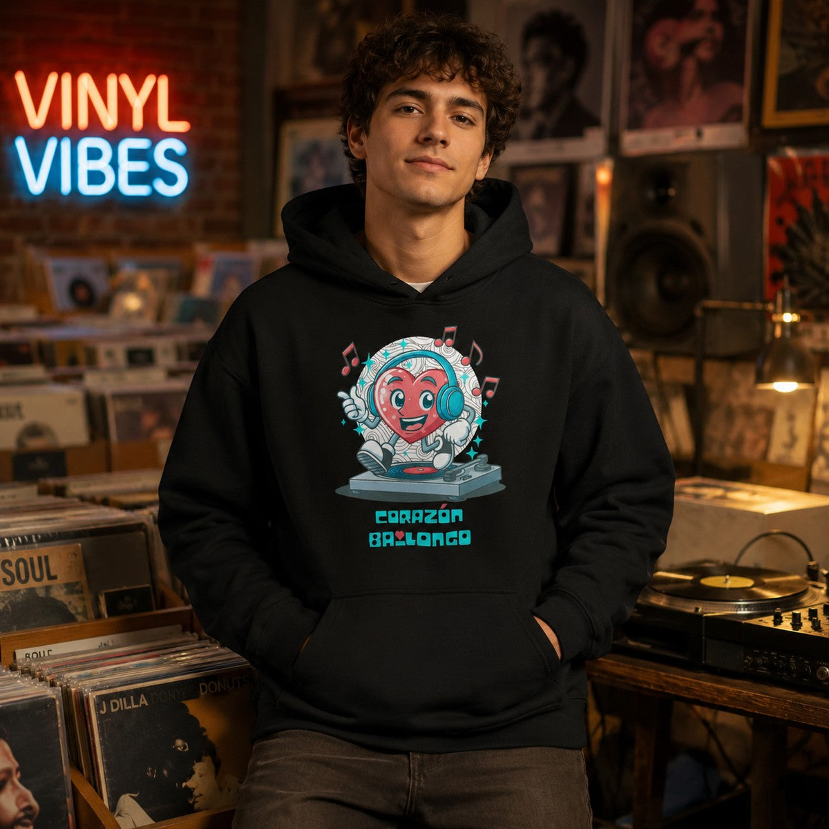 Hombre con sudadera Corazón Bailongo, corazón DJ - Starway to Helen