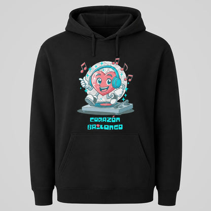 Sudadera Corazón Bailongo negra con corazón DJ con auriculares - Starway to Helen