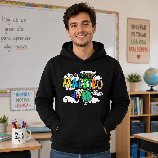 Hombre con sudadera El Mejor Maestro del Mundo negra, regalo para profesores - Starway to Helen