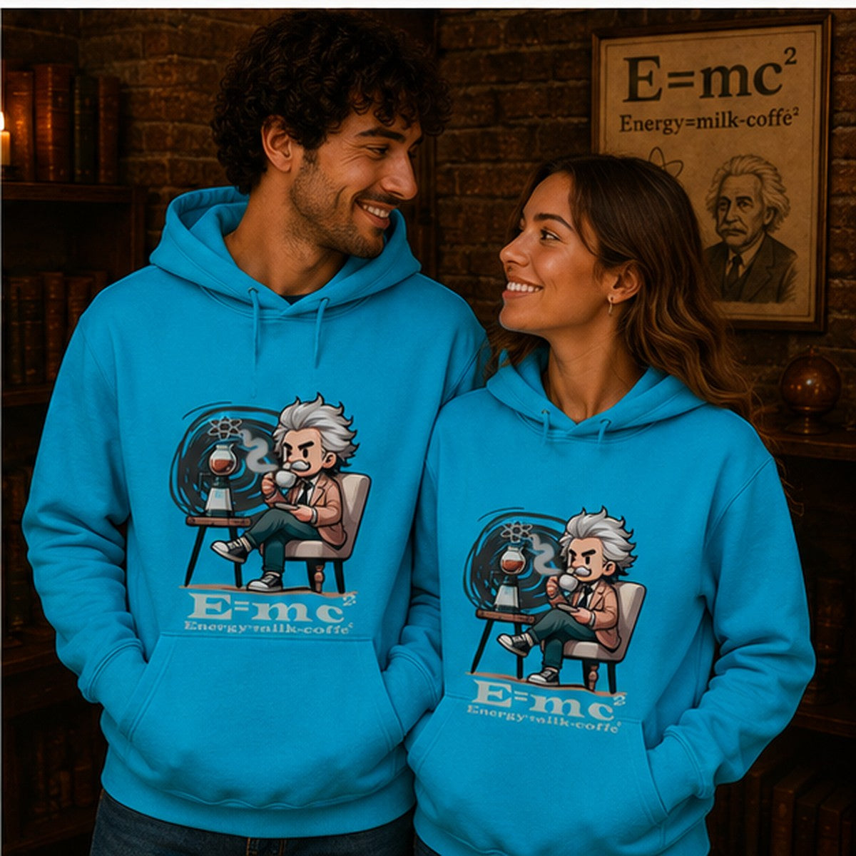 Pareja con sudadera E=mc², Albert Einstein - Starway to Helen