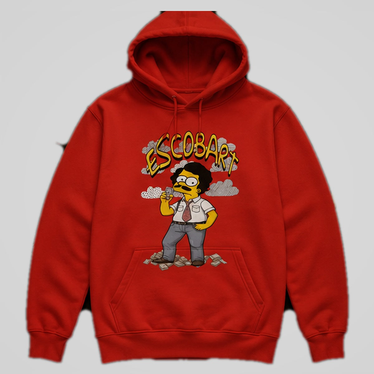 Sudadera Escobart roja, parodia de Pablo Escobar y Bart Simpson - Starway to Helen