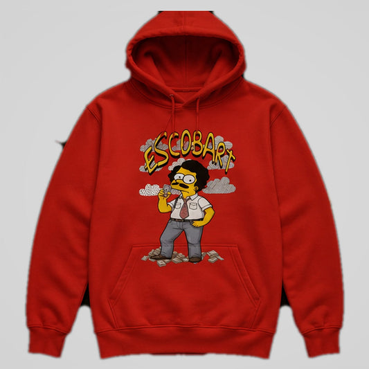 Sudadera Escobart roja, parodia de Pablo Escobar y Bart Simpson - Starway to Helen