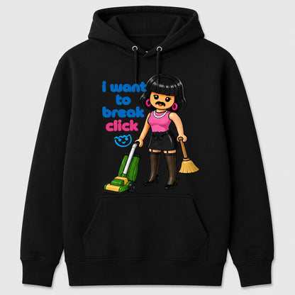 Sudadera I Want to Break Click negra, parodia de Queen I Want to Break Free en versión Playmobil - Starway to Helen